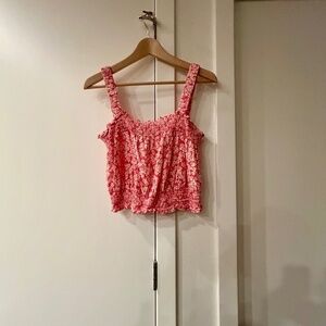 1.STATE red floral smocked tank – size M
